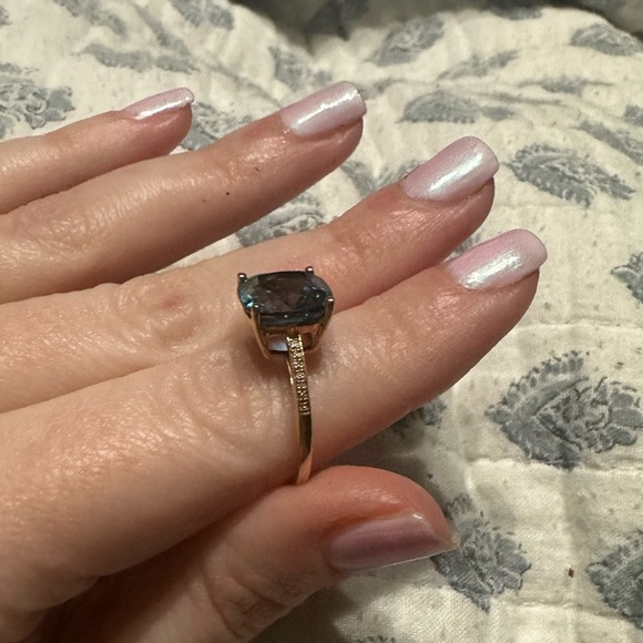 Effy blue topaz and diamond ring 14k golf - Picture 3 of 9
